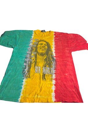 Vintage Bob Marley Zion Rootswear Tie-Dye Graphic T-Shirt 2XL Reggae Jamaica 90s